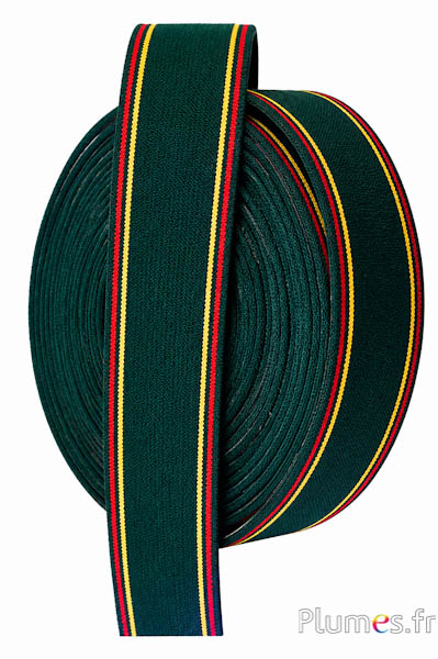Elastisches Band - Breite 35 mm - tannengrün-gelb-rot